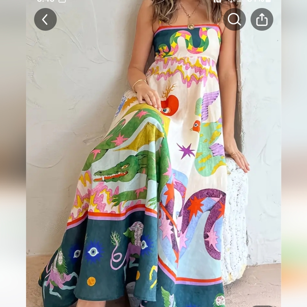 Allover Print Spaghetti Strap Dress